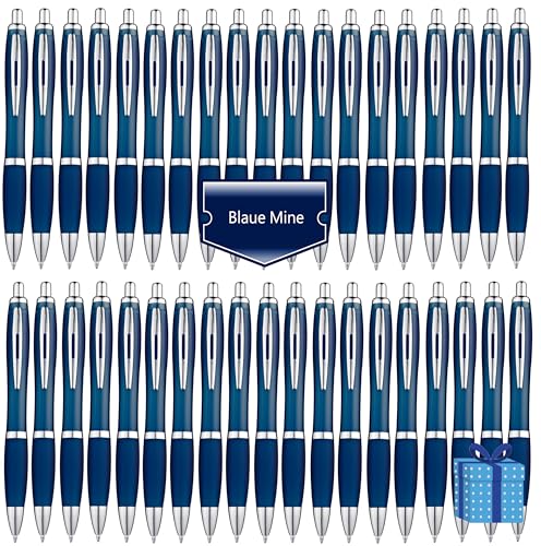 Libetui Set 50er ergonomische Kugelschreiber Marineblau Druckkugelschreiber Blaue Großraummine Kulis Büro Praxis Uni Haushalt Kuli Set 50 Stück Kugelschreiber Dunkelblau