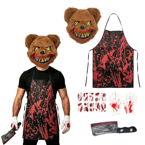 Metzger Grusel Kostüm Herren Halloween, Grusel Bärenkostüm Erwachsene