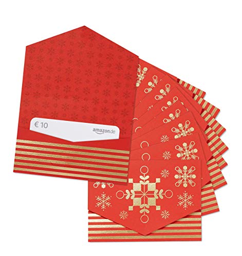 Amazon.de 10€ Gutschein im 10er Multi-Pack (Geschenkkuvert Rot und Gold)