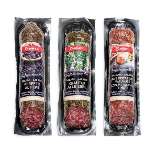 Rinner Salami Set 3x180g - Kräuter Pfeffer Walnuss Pistazie aus Südtirol
