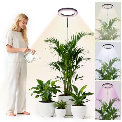 APXEL Pflanzenlampe LED, 72 LEDs Pflanzenlicht Vollspektrum, 4 Kopf Pflanzenleuchte mit 3/9/12H Zeitschaltuhr, 3 Farbmodi und 10 Stufen Dimmbar, Wachstumslampe für Pflanzen (30-165cm)