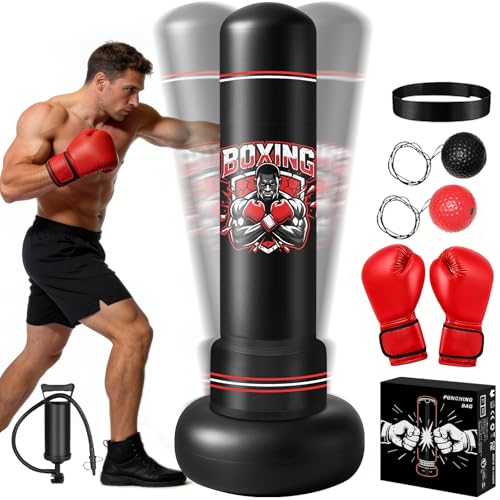 Ninonly Boxsack Stehend Erwachsene 190cm mit Handschuhen und Pumpe