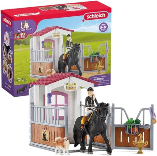 SCHLEICH 42437 Horse Club Pferdebox mit Horse Club Tori & Princess, 26 Teile Spielset Pferde Figur, Reiterin & Hund, Spielzeug für Kinder ab 5 Jahren