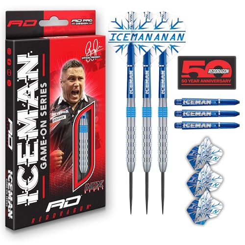 RED DRAGON Gerwyn Iceman Price Game On Series 20g Stahlspitze Satz mit Dart Flüge und Dart-Schäften