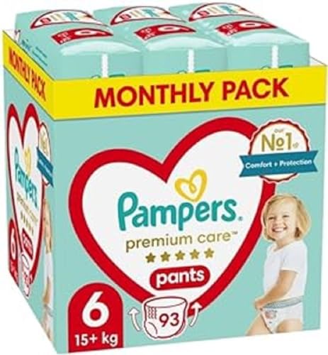 Pampers Pants Windeln Größe 6 (15+ kg), Premium Care, 93 Stück, Bester Schutz & Komfort Pampers in Einfach anzubringenden Windeln