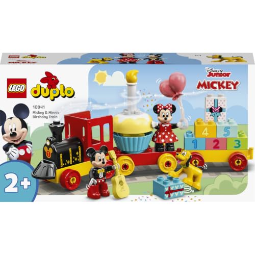 LEGO DUPLO Disney Mickys und Minnies Geburtstagszug 10941 | Spielzeug ab 2 Jahren für Jungen & Mädchen, Lernspielzeug mit Zahlenbausteine & 3 Figuren, Geschenk für Kleinkinder, 22 Teile