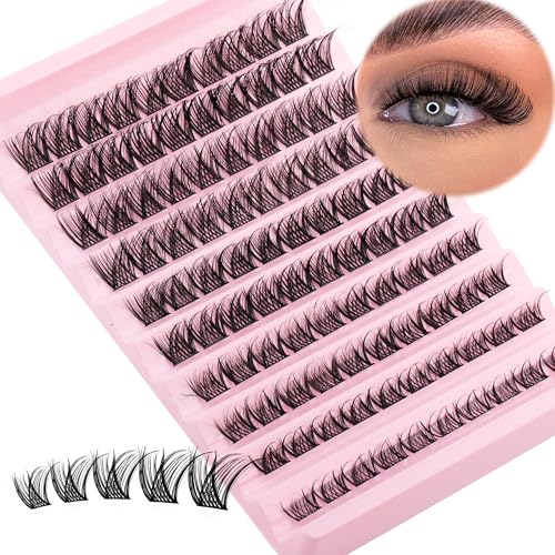 GEMERRY Wimpern Extensions Volumen Wimpernverlängerung 8-16mm Cluster Lashes Individual Eeylashes Extensions D Curl Fluffy Wimpern Extensions Natürlich Fake Lashes(MHL-13)
