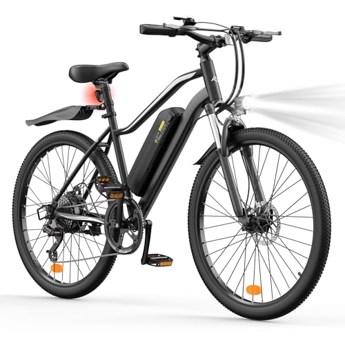 Finbike E Bike für Erwachsene, 26 Zoll Elektrofahrräder 250W Motor Electric Bicycle mit 36V 10.4Ah Herausnehmbarem Akku, 60KM Reichweite, Ebike mit 7 Geschwindigkeiten, Schnellaufladung