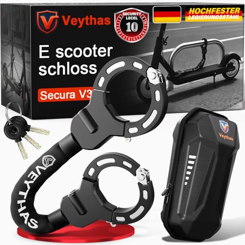 E Scooter Schloss mit Tasche - maximale Sicherheit mit schloss für e scooter,8mm handschellenschloss,90cm e-scooter schloss,Hochfeste Legierungen e roller schloss,für Scooter,Roller