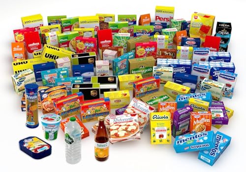 tanner DER KLEINE KAUFMANN TANNER Deco - Miniaturen-Set 95-teilig, mit extra stabilen Faltschachteln, lebensmittelechtes Design, 0525.7