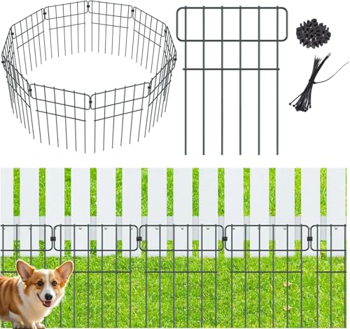 SZMDLX Gartenzaun 10 Stücke Metall Steckzaun,Dekoration Gitterzaun für Garten Total 330CM(L) x 43CM(H), Dekorative Zaun Hundezaun Tierbarriere, für Kaninchen, Hund, Hof