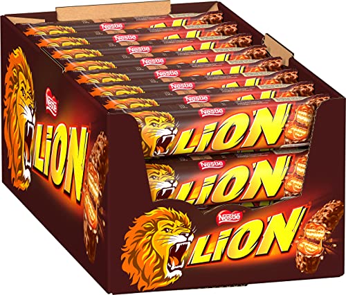 NESTLÉ LION Choco, Knusper-Schokoriegel mit Karamell-Füllung & Crispy Waffel, 24er Pack (24 x 42g)
