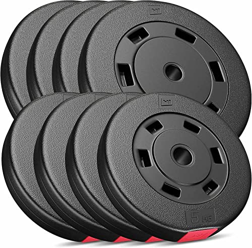 Hop-Sport 60kg Hantelscheiben Set - Kunststoff Gewichte 30/31 mm Bohrung - 4x10; 4x5 kg