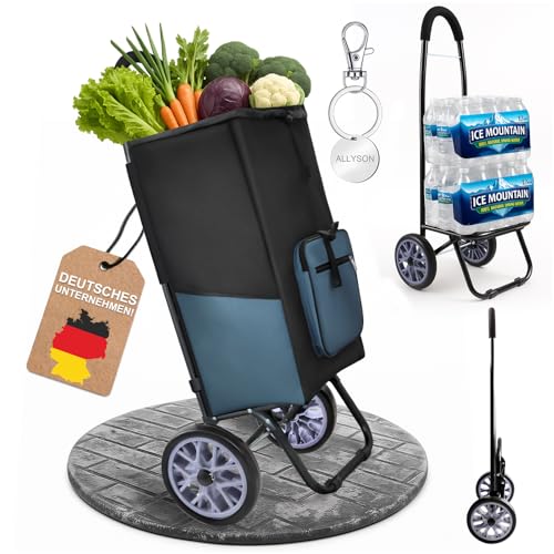 Allyson® Einkaufstrolley klappbar, Wasserabweisende 45L Tasche, Denim