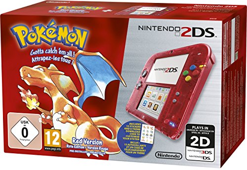 Nintendo 2DS - Konsole (Rot Transparent) inkl. Pokémon Rote Edition
