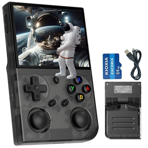 G350 Retro-Handheld-Spielkonsole 3,5-Zoll-IPS-Bildschirm 640 x 480 Linux-System mit vorinstallierter 64-GB-Karte 4371 Spiele Unterstützt HDMI- und TV-Ausgabe 3200-mAh Battery (G350-BLACK-NEW)