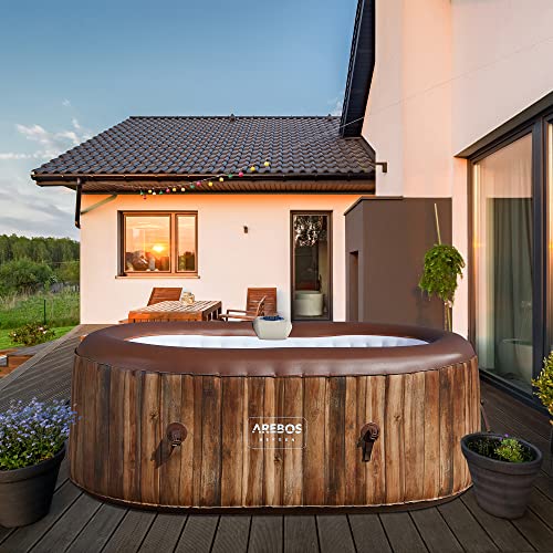 Arebos Whirlpool | Aufblasbar | In- & Outdoor | 190x120 cm oval | 2 Personen | 90 Massagedüsen | mit Heizung | 550 Liter | Inkl. Abdeckung | Bubble Spa & Wellness Massage