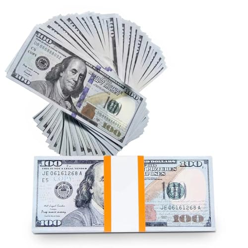 XIKTTK Fake Money 100 Dollar Scheine, Spielgeld Scheine, Fake Geld, Prop Money spielzeuggeld, Spielgeld Dollar Scheine, Falschgeld, Geldscheine, Fake Dollar, Dollarscheine, Spielzeug Geld, 120 Stück