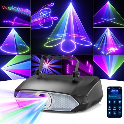 Discolicht Partylicht, 2W 3D DIY Animationslicht mit Bluetooth-App, Animations DJ Disco Licht und DMX512, Geeignet für Party, Club, Bar, Halloween, Weihnachten