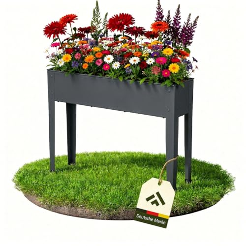 novaterra® schmales Hochbeet aus Metall - langlebiger Pflanzkasten für Balkon & Terrasse | Rostbeständig, platzsparend - Perfekt für Kräuter & Gemüse - B 100 cm x T 27 cm x H 80 cm