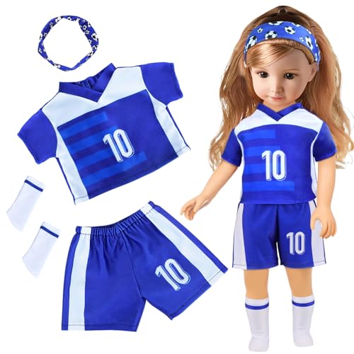 Puppenkleidung 4 Stück 35-46cm (14-18 Inch) Puppenkleider Fussbälle Puppen Kleidung Puppensachen Set Fussbälle Puppen Anziehsachen Klamotten für Mädchen Jungen Geschenke