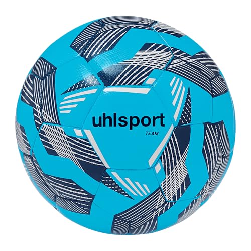 uhlsport Fußball Team-Fußbälle - langlebige Trainingsbälle für das Mannschaftstraining - Fußball für Kinder und Erwachene, Größe 3, Größe 4 und Größe 5, eisblau/Marine/weiß