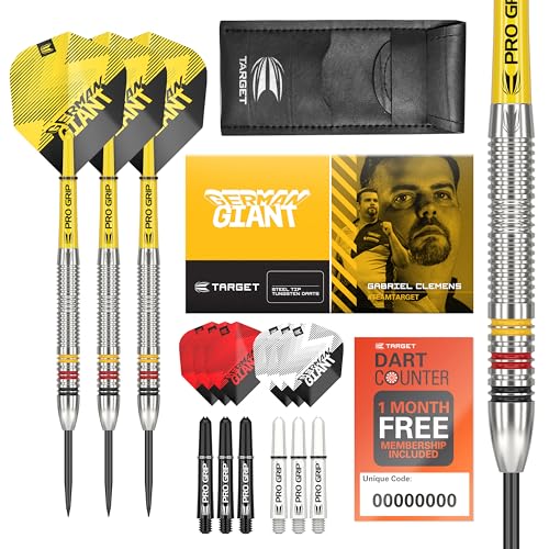 Target Darts Gabriel Clemens 24G Tungsten Steeldart Set - 9 Pro Grip Shafts - 9 Pro Ultra Flights - Darttasche, Dart Zubehör, Wolfram Dart Satz