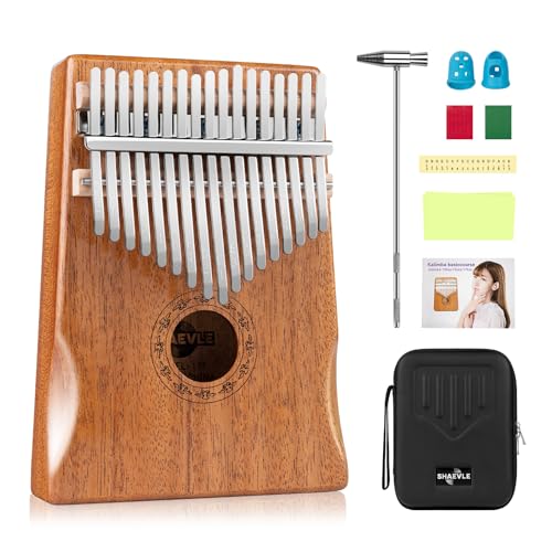 Shaevle Kalimba Daumenklavier, 17 Tasten Musikinstrument Inkl. Fingerklavier Tragetasche Stimmhammer Songbook, Thumb Piano Instrument Geschenk für Kinder, Erwachsene, Anfänger