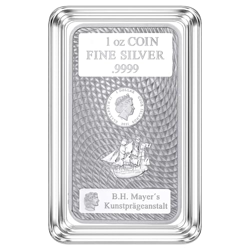 Cook Islands Silberbarren 1 oz (31,1 g) – 999,9 Feinsilber Münzbarren – in transparenter Münzkapsel – inkl. Geschenkbeutel, Grußkarte & silbermetallic Umschlag