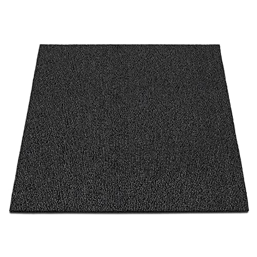 KARAT Teppichfliesen Moskau 50x50 cm selbstliegend strapazierfähiger Teppich Bodenbelag mit hochwertigem Schlingenflor antistatisch (Anthrazit, 1 Stück | 0,25m²)