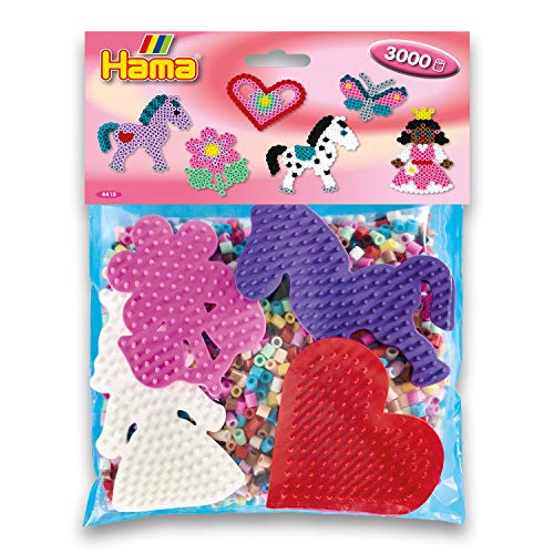 Hama Perlen 4415 Set für Spielgruppen mit ca. 3.000 bunten Midi Bügelperlen mit Durchmesser 5 mm, Motivvorlagen und 4 Stiftplatten, inkl. Bügelpapier, kreativer Bastelspaß für Groß und Klein