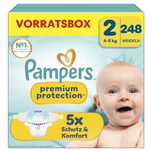 Pampers Premium Protection Größe 2, 248 Windeln, 4kg-8kg