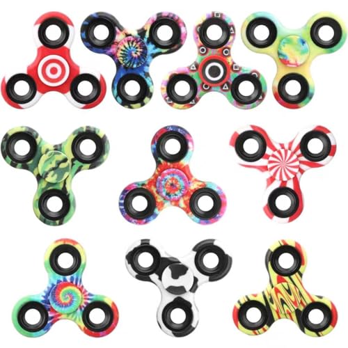10 Pack Fidget-Spinner-Spielzeug für Kinder und Erwachsene, Metall-Tri-Spinner zum Stressabbau, Weihnachts-Geburtstags-Strumpffüller-Klassenzimmerpreis für Jungen im Alter