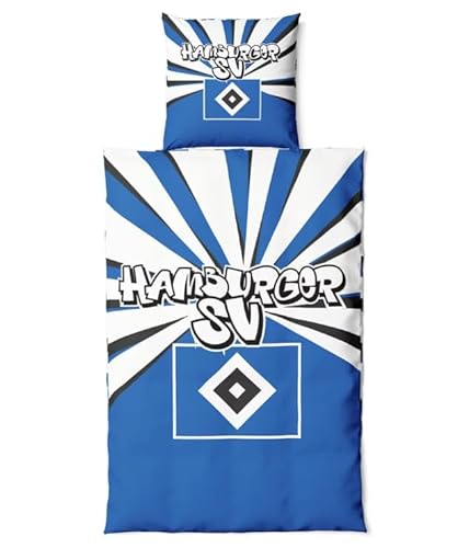 Hamburger SV HSV Bettwäsche Set ** Strahlen **, 80 x 80 cm, 135 x 200 cm, 100% Baumwolle, Reißverschluss