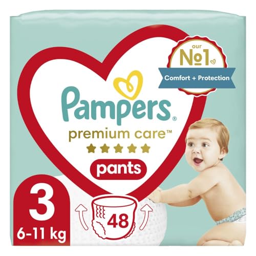 Pampers Pants Windel Überschuss 3 (6-11kg), Premium Care, 48 Stück, Schutz & Komfort Pampers in Einfach anzubringenden Windeln