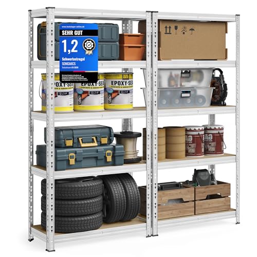 SONGMICS Schwerlastregal, 2er Set, 40 x 90 x 180 cm, bis 875 kg belastbar