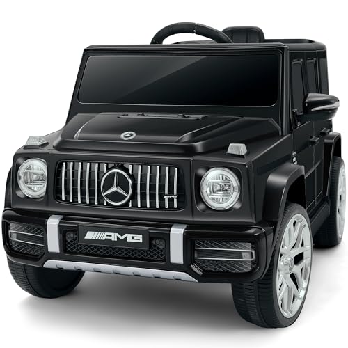 ELEMARA Lizenzierter Mercedes AMG G63 Kinder elektroauto,12V Kinder Auto Elektro mit Eltern-Fernbedienung,Wiederaufladbare Batterie,Blink/LED-Lichter, Bluetooth,Musik & Hupe,Batterielow-Meldung