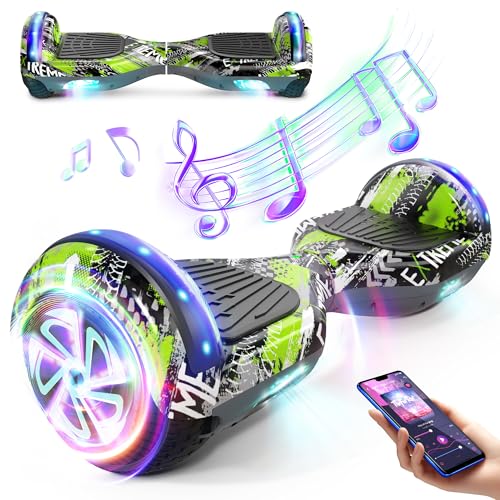 SISIGAD Hoverboard for Kids Ages 6-12, Self Balancing Scooters with Bluetooth & Corlorful LED Lights