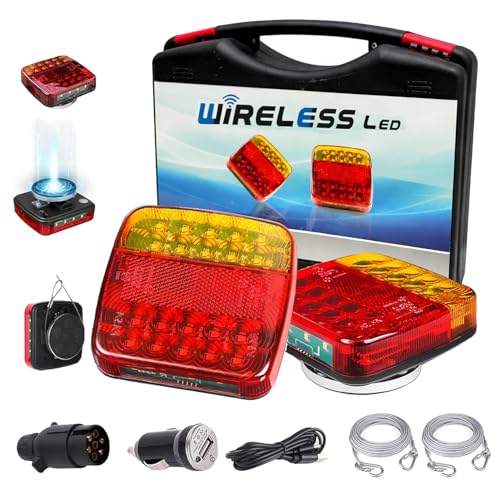 TXGSDXS Kabellose Anhänger Rückleuchten LED Magnetisch 12/24V 7-Pin für LKW