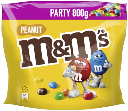 M&M’s Peanut Großpackung Schokolade, Knackige Schokolinsen mit bunter Zuckerhülle als Süßigkeiten, Party-Mix, 1 x 800 g, Für Weihnachten oder als Adventskalender Süßigkeiten