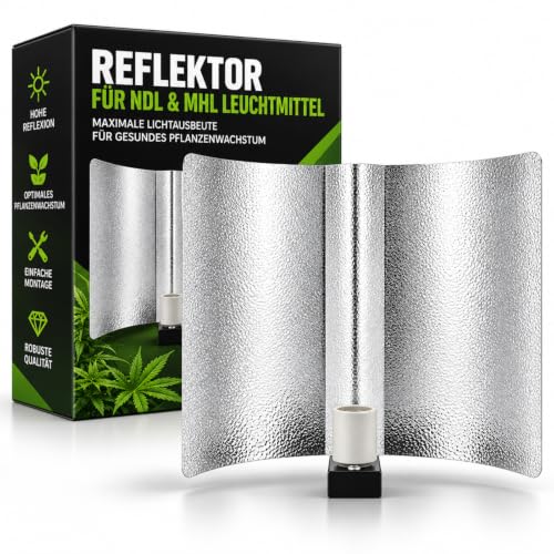 Weedness XL Grow Reflektor Lampe 55x60 cm mit E40 Fassung für NDL & MHL Leuchtmittel - Pflanzenlampe Grow Indoor Natriumdampflampe
