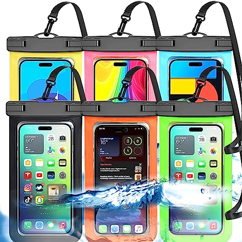 6 Stück Mehrfarbige Allgemein wasserdichte Handy Tasche,wasserdichte Handy hülle Trocken Sack (Schutz Stufe: IP68) Outdoor-Sport für Apple iPhone,Samsung und bis zu 7,5 Zoll (Mehrfarbig, 6 Stück)