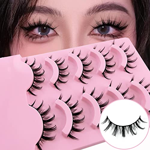 Falsche Wimpern Manga Lashes - Natürlicher Look Künstliche Wimpern Anime Fake Lashes 15mm Kurz Cosplay Lashes Faux Mink Spiky Wispy False Eyelashes 5 Paare