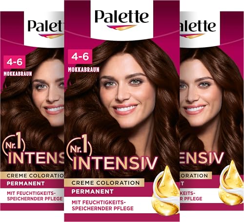 Palette Intensiv Creme Coloration 4-6/850 Mokkabraun (3 x 115 ml), permanente Haarfarbe für leuchtende, langanhaltende Farbbrillanz & 100% Grauabdeckung