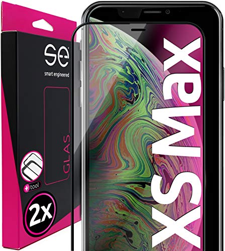 2 x se® für iPhone XS Max für Panzerglas - aus Deutschland 100% Passgenau mit Installationshilfe, kompatibel mit iPhone XS Max Schutzfolie Schutzglas, Anti- Kratzer 9H Härte HD-Klar 100% Funktion