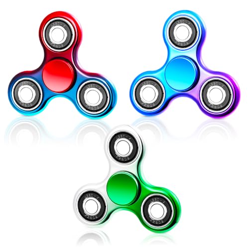 SCIONE 3er Pack Fidget Spinner Metallic Farbverlauf Anti Stress Spielzeug