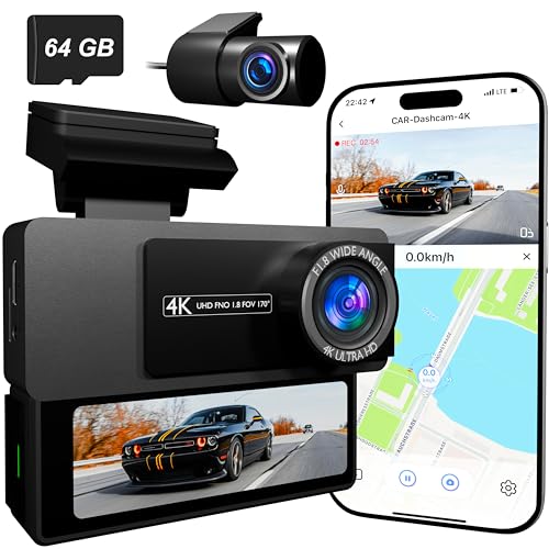 Dashcam Vorne+Hinten 4K/2K inkl. 64GB SD-Karte, 3,2