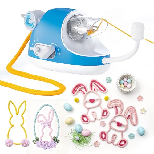 Caydo Strickmühle, Elektrisch Strickmaschine Pro, Sehr effizient Automatische Herstellung von Strickschläuchen, Deko Schnur Strickliesel mit leistungsstarker einstellbarer Geschwindigkeit(Patentiert)