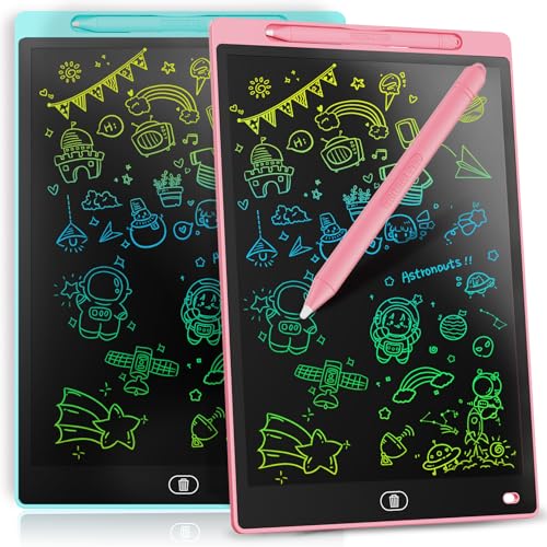[2 Pack] LCD Schreibtafel 8,5 Zoll, LCD Schreibtablett, Tragbarer Löschbarer Zeichenbrett, Geschenk für Kinder, Grafiktablett für Kinderspiele 3 4 5 6 7 Jahre Jungen Mädchen (Blau&Rosa)