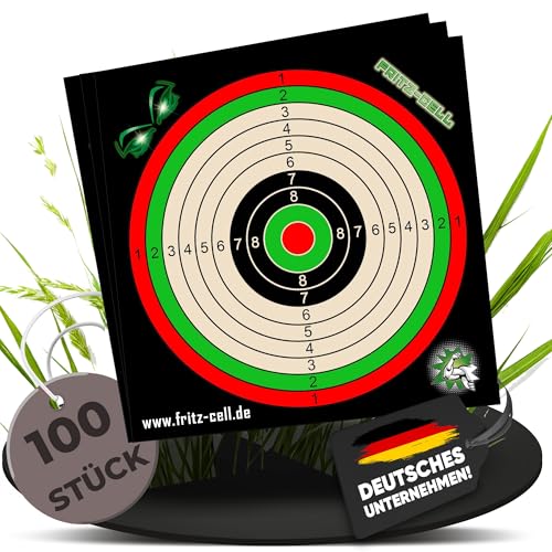 fritz-cell 100 Zielscheiben 14x14cm für Luftgewehr Luftpistole Airsoft und Kugelfang…